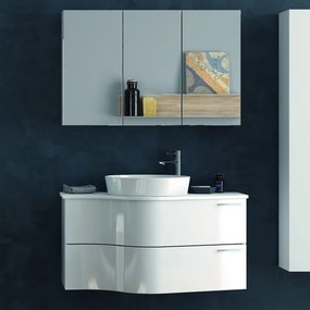 Composizione bagno sospesa 100cm: mobile ultramoderno e specchio contenitore FORM-100B - KAMALU
