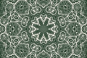 Carta da parati – Mandala bianca su sfondo verde