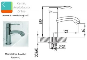 Kamalu - rubinetto per lavabo bagno in ottone modello armon-l