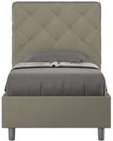 Letto Singolo rivestito in Similpelle - PRIYA Tipologia Letto: Con Rete, Colore: Cappuccino, Dimensione Rete: 80x210