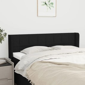 Testiera Ad Orecchio Nera 147x16x78/88 Cm İn Tessuto /