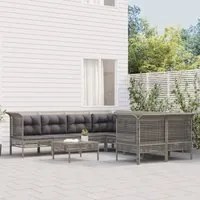 Set Divani da Giardino 8 pz con Cuscini in Polyrattan Grigio 3187592