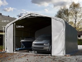 TOOLPORT 6x6m tenda garage 2,6m, PVC 850, grigio, con statica (sottofondo in terra) - (99519)