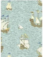 Josephine Munsey Carta da parati Ships - Light Blue