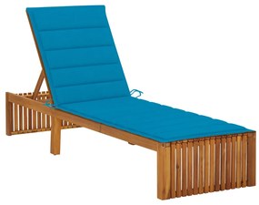 Lettino Prendisole Con Cuscino İn Legno Massello Di Acacia /