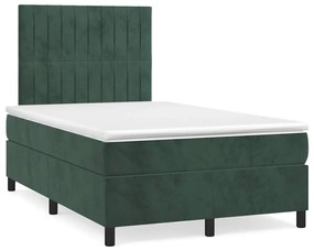 Letto A Molle Con Materasso E Led Verde Scuro 120x190cm Velluto /