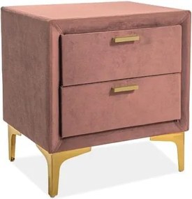 Comodino imbottito Monako in velluto rosa - L36 x L53 x H56 cm