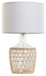 Lampada da tavolo Home ESPRIT Bianco Marrone Cristallo Corda 220 W 60 V 28 x 28 x 45 cm (2 Unità)