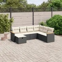 Set Divani da Giardino con Cuscini 7pz Nero Polyrattan 3265326