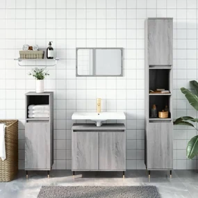 Set Mobili Da Bagno 3 Pz Grigio Sonoma İn Legno Multistrato /