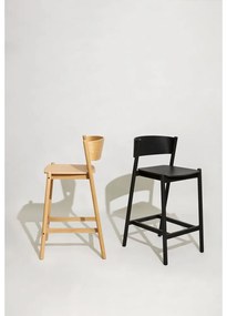 Sgabello da bar nero in legno di quercia altezza seduta 75 cm Oblique - Hübsch