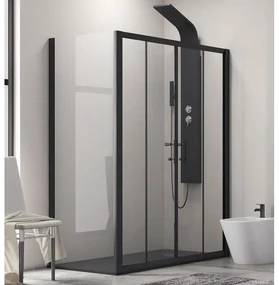 Kamalu - Box doccia 170x90 apertura doppio scorrevole telaio nero KFN6000S