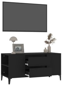 Mobile porta tv nero 102x44,5x50 cm in legno multistrato