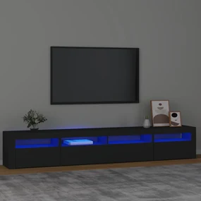 Mobile porta tv con luci led nero 240x35x40 cm
