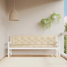 Cuscini Panca Da Giardino 2pz Beige 200x50x7cm Tessuto Oxford /