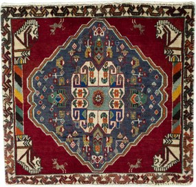 Shiraz Tappeto 70x70 Rosso (Iran) Annodato A Mano