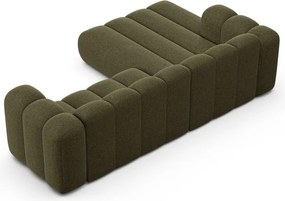Divano angolare verde (con penisola a sinistra/con chaise lounge) con rivestimento in ciniglia Lupine – Micadoni