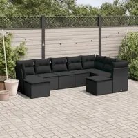 Set Divani da Giardino 9 pz con Cuscini Nero in Polyrattancod mxl 113499