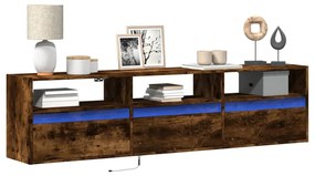Mobile Tv A Parete Con Led Rovere Fumo 180x31x45 Cm /