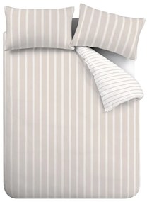 Biancheria da letto beige in cotone per letto singolo 135x200 cm Ashford Stripe – Bianca