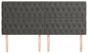 Testiera 4 pz grigio scuro 90 x 7 x 78/88 cm in velluto