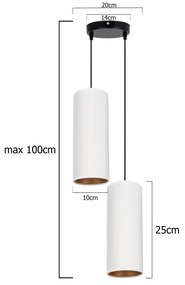 Lampadario a cavo AVALO 2xE27/60W/230V Ø20 cm bianco/rame