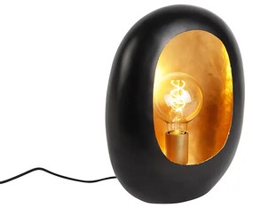 Lampada da tavolo di design nera con interno dorato 36 cm - Cova