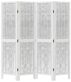 Divisorio ambienti 4pannelli bianco legno massello di paulownia