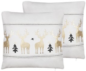 Set di 2 cuscini decorativi con renne 45 x 45 cm bianco DONNER Beliani