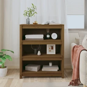 Libreria marrone miele 80x35x97 cm in legno massello di pino