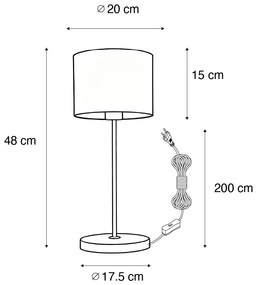 Lampada da tavolo in ottone con paralume nero 20 cm - Kaso