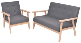 Set Di Divani 2 Pz İn Tessuto Grigio Scuro /