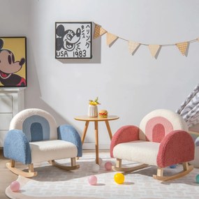 Costway Sedia a dondolo per bambini per cameretta e stanza dei giochi, Divanetto singolo con gambe in legno Rosso