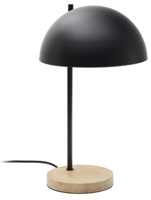 Kave Home - Lampada da tavolo Catlar in legno di frassino e metallo con finitura in nero e adattatore