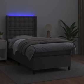 Giroletto molle con materasso e led grigio 100x200cm similpelle