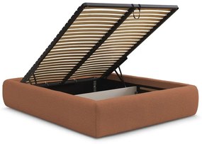 Letto matrimoniale imbottito arancione con contenitore/senza testiera con rete inclusa 160x200 cm Inera – Bobochic Paris