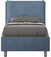 Letto Singolo rivestito in Microfibra - APPIA Dimensione Rete: 80x190, Colore: Blu, Tipologia Letto: Senza Rete