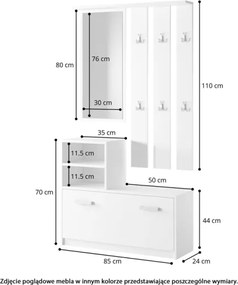 Mobile Da Ingresso  Con Scarpiera Appendiabiti E Specchio Lind Verde