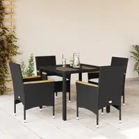 Set da Pranzo da Giardino con Cuscini 5 pz Polyrattan e Vetro 3278646