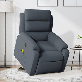 Poltrona Alzapersona Massaggio Elettrica Grigio Scuro Velluto /