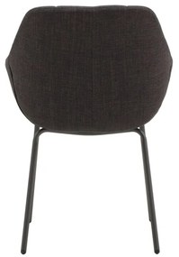 Set di poltroncine SMICHOV in tessuto grigio scuro e gambe in metallo nero, con braccioli
