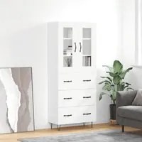 Credenza Bianco Lucido 69,5x34x180 cm in Legno Multistrato 3198435