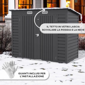 Capanno Porta Attrezzi con Ripiani Regolabili e Chiavistello 249x121x183 cm in Acciaio Zincato Grigio...