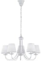 Lampadario Soffitto 4W 5 Luci Metallo Paralumi Stoffa Bianco Cortez GD Trio