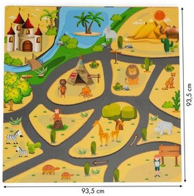 Tappetino di gomma per bambini con motivo safari 93 x 93 cm