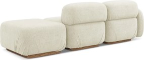 Chaise lounge componibile color crema (con penisola a destra) con rivestimento in bouclé Ailani – Makamii