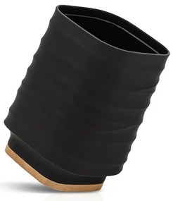 Portaspazzolini da appoggio nero in abs e bambù Wave