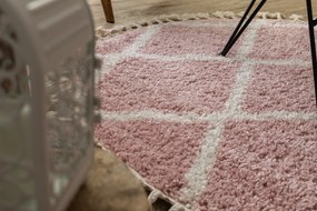 Tappeto BERBER TROIK A0010 cerchio rosa / bianco Frange berbero marocchino shaggy