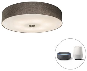 Lampada da soffitto intelligente color tortora 70 cm incl. 6 lampadine WiFi A60 - Drum Jute