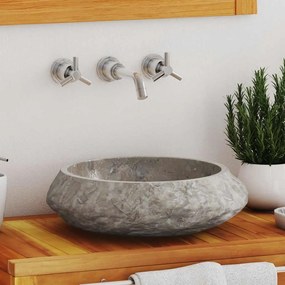 Lavandino Grigio Ø40x12 Cm İn Marmo /
